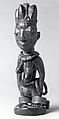 Twin Figure: Female (Ibeji), Yoruba artist, Wood, camwood powder, beads, brass, metal, indigo, Yoruba peoples