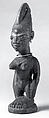 Twin Figure: Female (Ibeji), Workshop of Agbonbiofe  , possibly, Wood, blueing, metal, beads, Yoruba peoples, Ekiti group