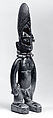 Twin Figure: Male (Ibeji), Wood, beads, metal, camwood powder, indigo, Yoruba peoples, Igbomina group
