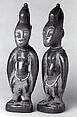 Twin Figure: Male (Ibeji), Wood, camwood powder, beads, blueing, Yoruba peoples, Oyo group