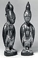 Twin Figure: Male (Ibeji), Wood, camwood powder, beads, blueing, Yoruba peoples, Oyo group