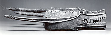 Helmet Mask, Bamana or Senufo blacksmith, Wood, grass, string, Senufo or Bamana peoples