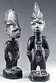 Twin Figure: Female (Ibeji), Wood, camwood powder, metal, pigment, Yoruba peoples
