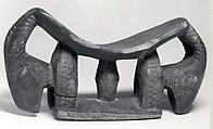 Headrest: Zoomorphic Heads, Dogon blacksmith, Wood, Dogon peoples