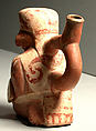 Stirrup Spout Bottle with Warrior, Ceramic, slip, Moche