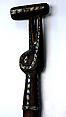 Walking Stick, Wood, chambered nautilus shell, paint, resin, Solomon Islands