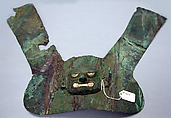 Headdress Ornament, Silvered copper, shell, turquoise, Moche