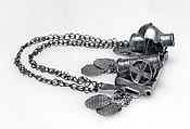 Arm Band: Umbrella and Cannon Motif with Pendants, Silver, Fon peoples