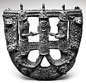 U-Shaped Plaque: Mudfish-Legged King and Supporters, Brass, Edo peoples
