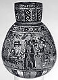 Bottle with ritual scene, Amapa-Peñitas artist(s), Ceramic, slip, Nayarit