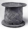 Cylindrical Lidded Box, Wood, Yoruba peoples, Owo group