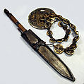 Knife and Scabbard, Wood, iron, pearl shell, conus shell, fiber, Luzon Island