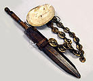 Knife and Scabbard, Wood, iron, pearl shell, conus shell, fiber, Luzon Island