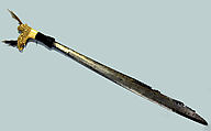 Sword (Mandau) with Scabbard and Dagger, Steel, brass, wood, antler, bone, hair, fur, fiber, glass beads, Kenyah or Kayan people