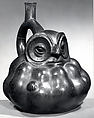Stirrup Spout Bottle with Owl, Ceramic, Moche
