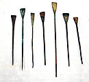 Hammered Copper Pin (tupu), Copper (hammered), gilt, Peru; north coast (?)