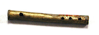 Hammered Silver Miniature Flute, Silver (hammered), gilt, Peru; north coast (?)