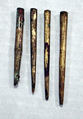 Hammered Silver Tube Ornament, Silver (hammered), gilt, Peru; north coast (?)