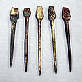 Hammered Silver Miniature Spatula, Silver (hammered), gilt, Chimú or Chancay