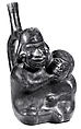 Stirrup Spout Bottle with Couple, Ceramic, slip, Moche