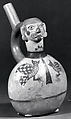 Stirrup Spout Bottle with Ai-Apec, Ceramic, slip, pigment, Moche