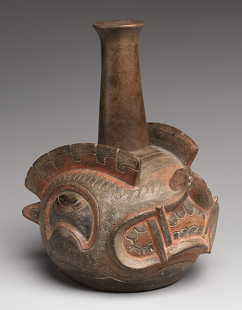Bottle with leaf-nosed bat head