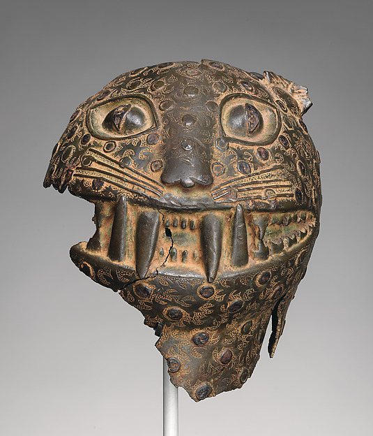 Fragment of a leopard head by Ìgùn Ẹ́rọ̀nwwọ̀n (brass-casting guild) artists, The Metropolitan Museum of Art