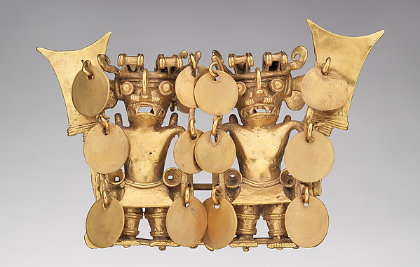 Double Bat-Head Figure Pendant, 12th–14h century