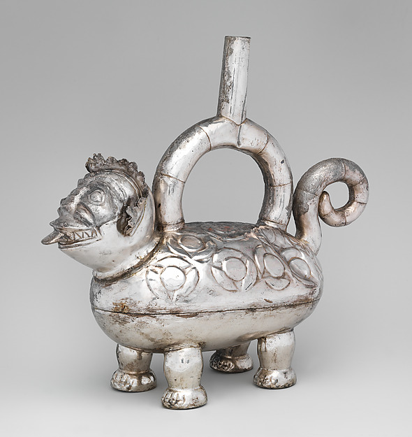 Stirrup-spout bottle with feline by Chimú artist(s), The Metropolitan Museum of Art