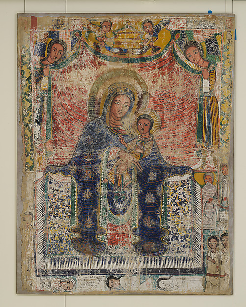 Wall painting of the Virgin and Child with donors by Northern Highlands artist