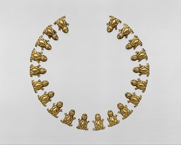 Necklace with frog-shaped beads