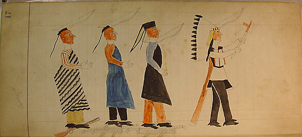 Maffet Ledger: Three indians following a chief