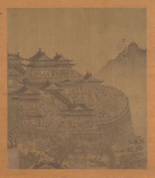 元     佚名     倣夏永    呂洞賓過岳陽樓    冊頁|明   佚名   呂洞賓過岳陽樓圖   冊頁|The Immortal Lü Dongbin Appearing over the Yueyang Pavilion