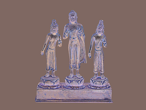Buddha Attended by Bodhisattvas Avalokiteshvara and Maitreya