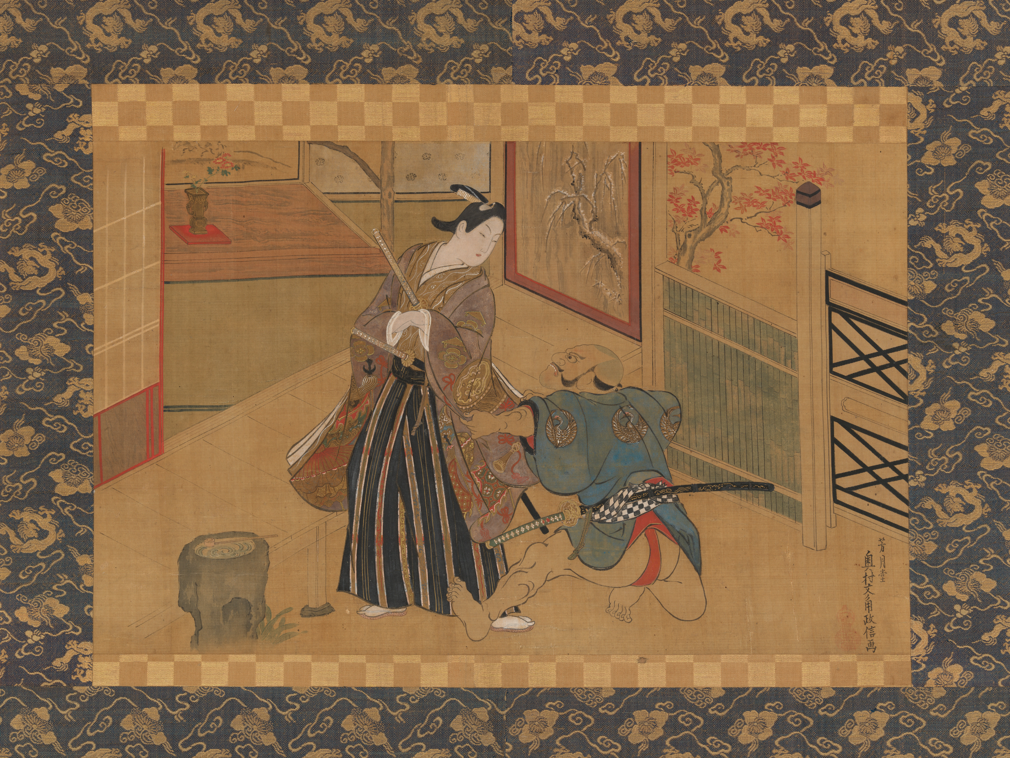 Okumura Masanobu, Kabuki Play Kusazuribiki from the Tales of Soga (Soga  monogatari), Japan, Edo period (1615–1868)