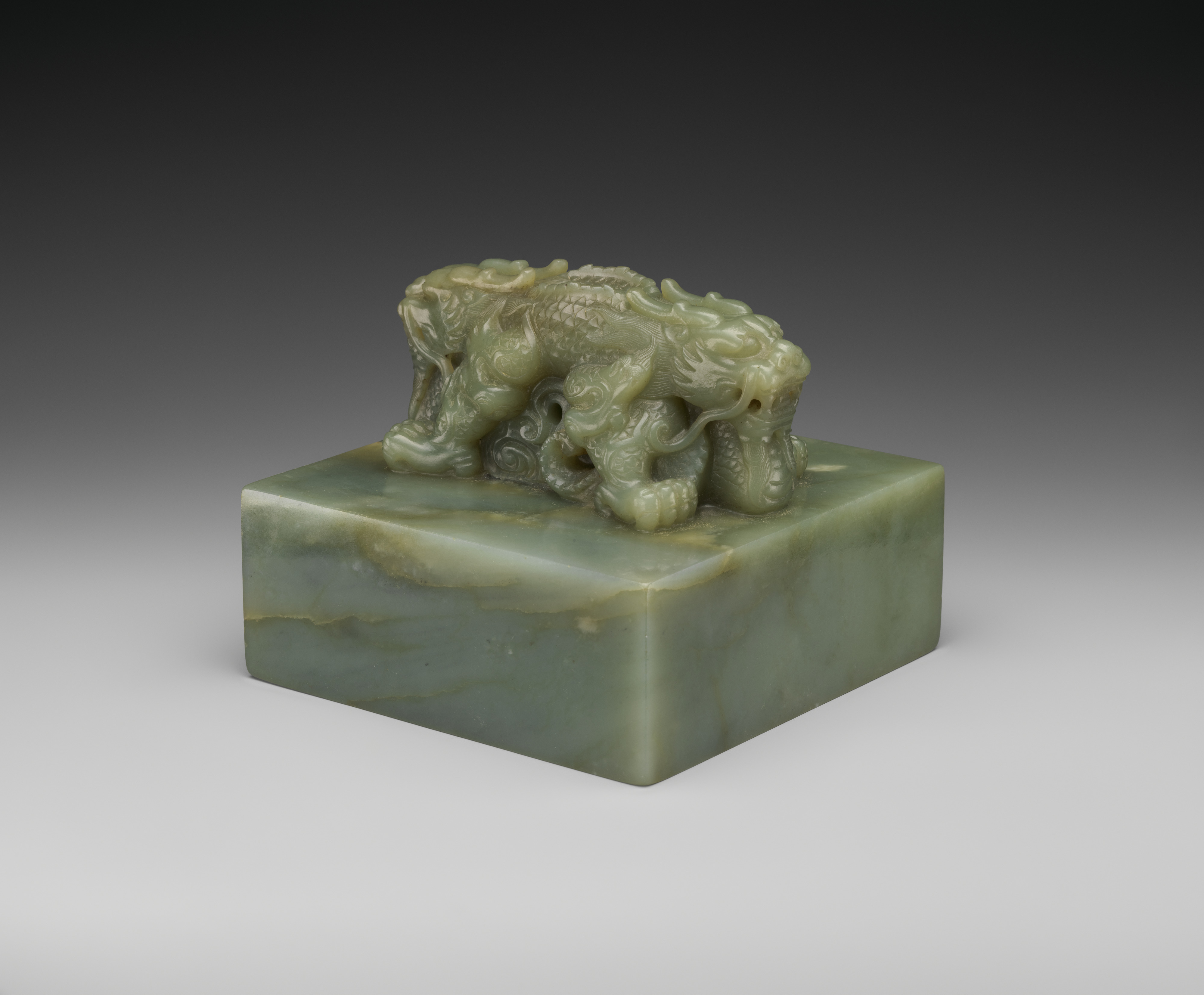 Seal with two dragons, Jade (nephrite), China