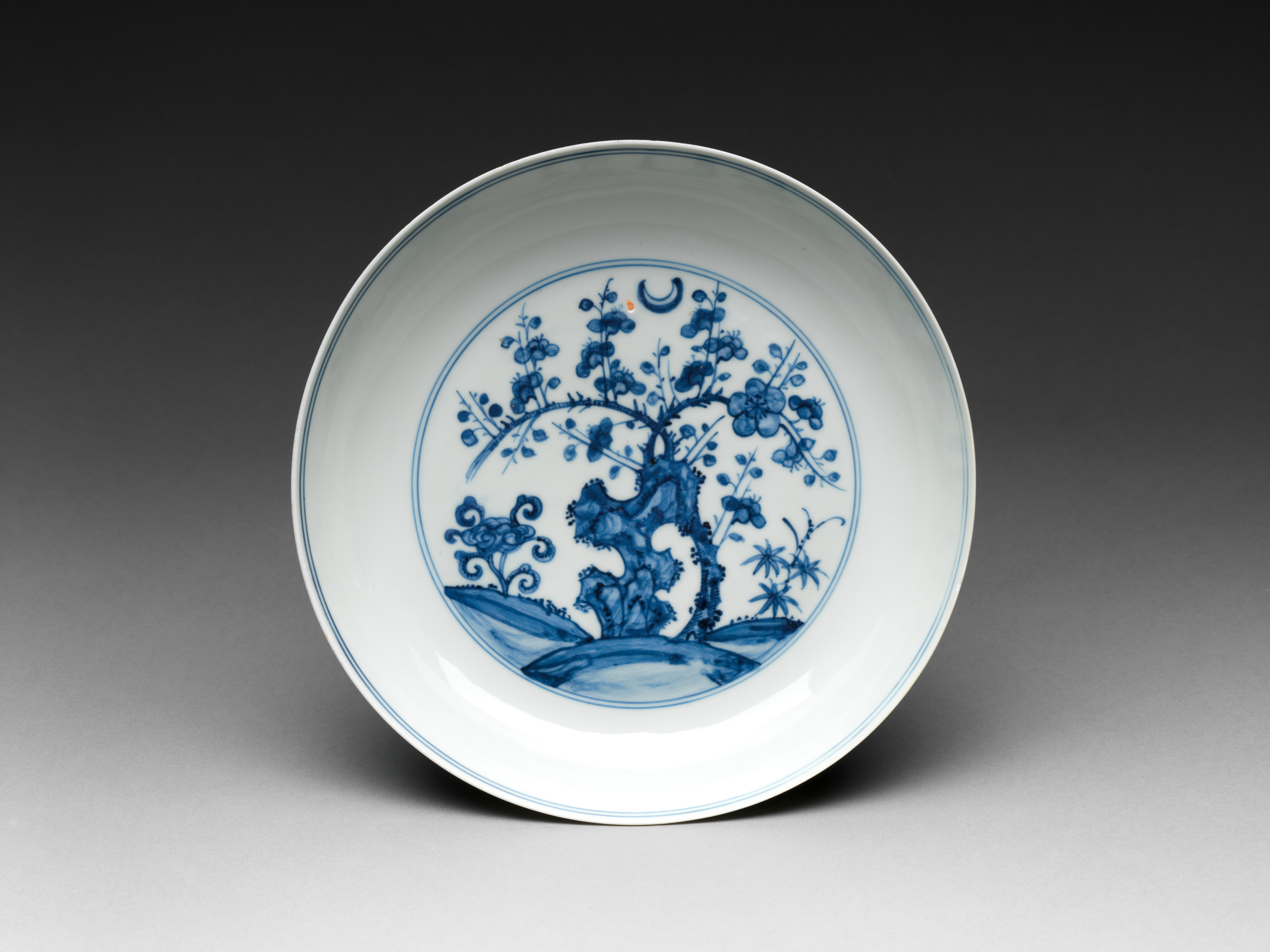 Dish with Blossoming Plum and Crescent Moon | China | Ming dynasty ...