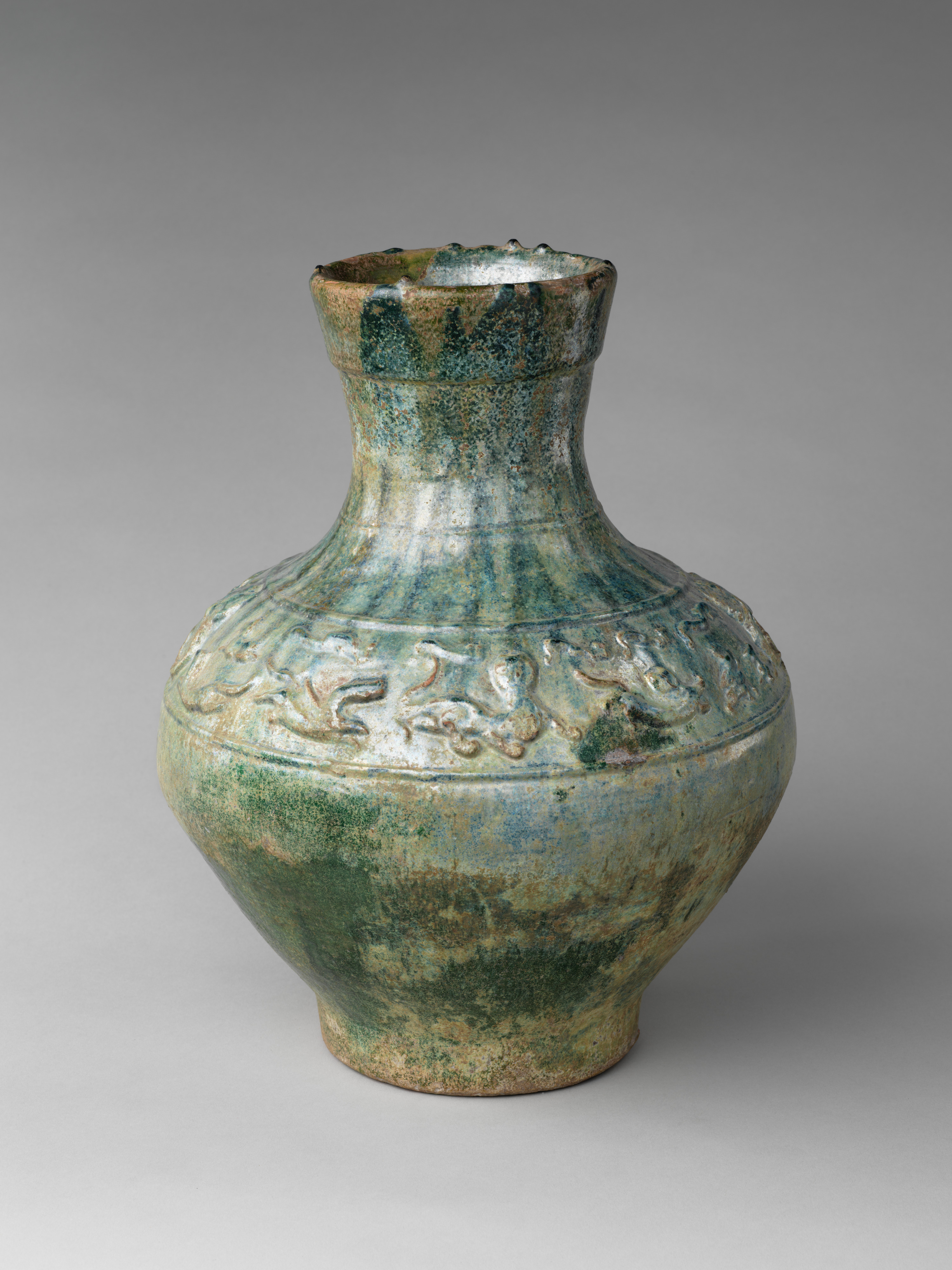 Wine container (hu) with mythical creatures - China - Eastern Han
