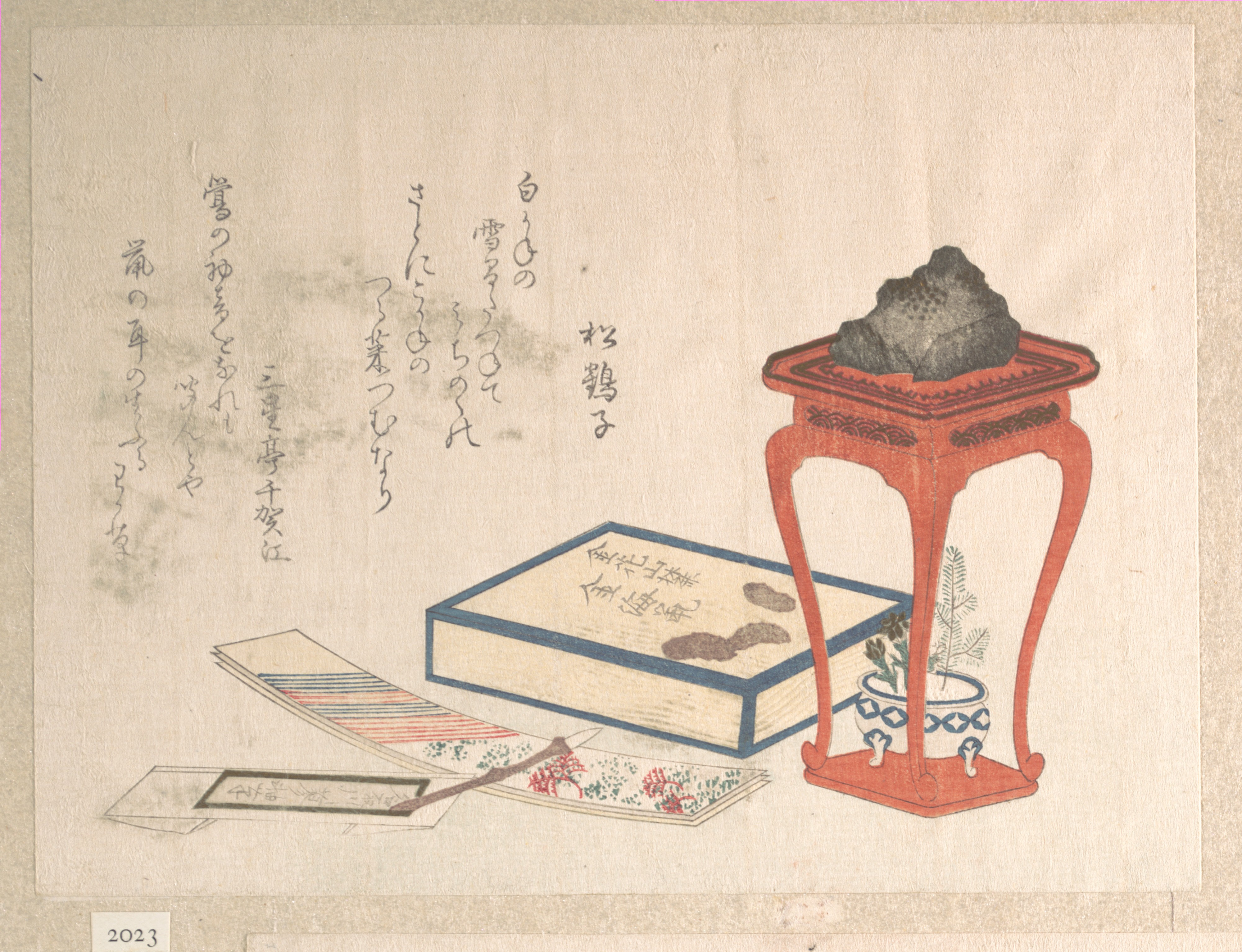 1799–1823), Woodblock print (surimono); ink and color on paper, Japan. 