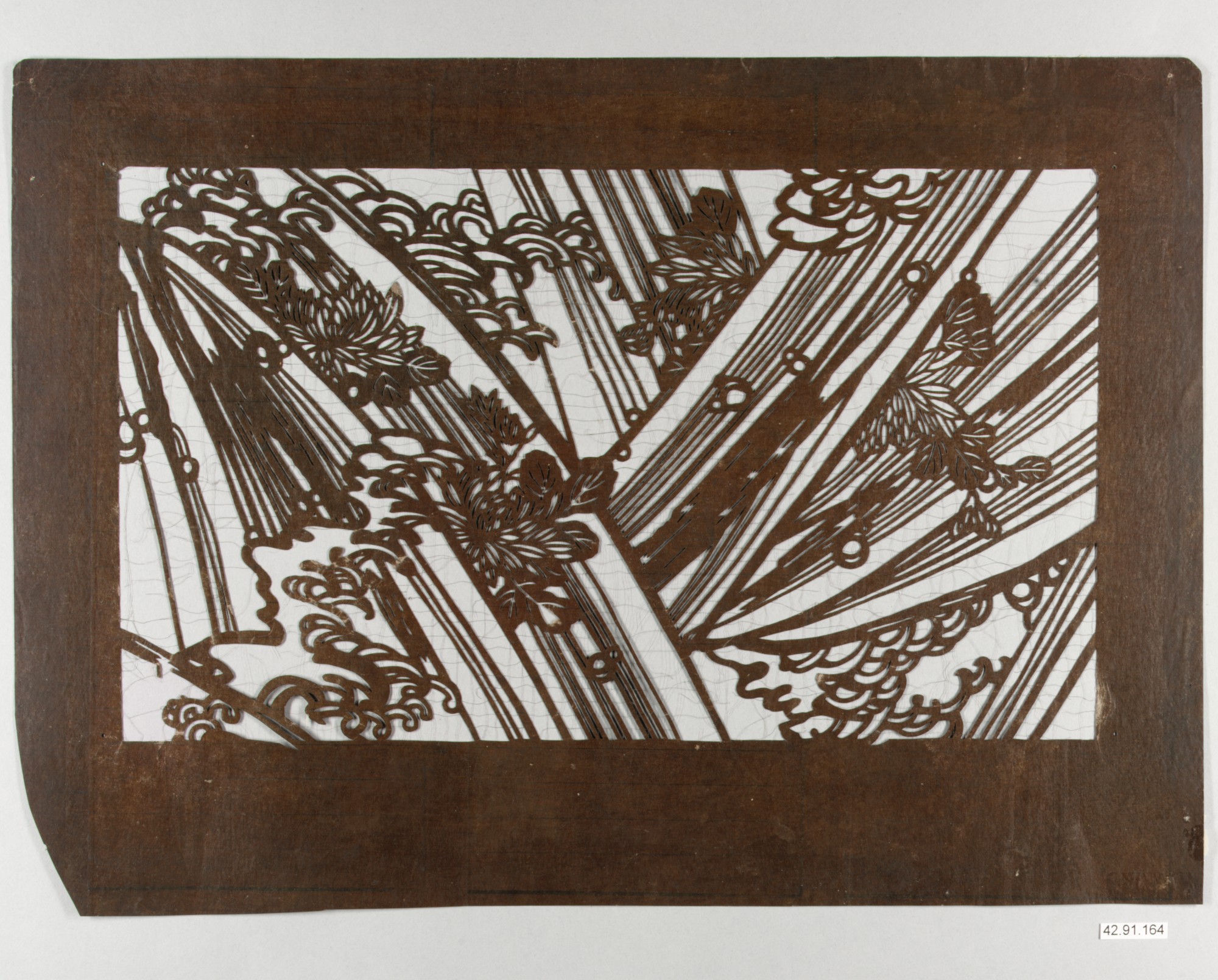 Stencil with Pattern of Chrysanthemums in Rushing Water | Japan | The ...