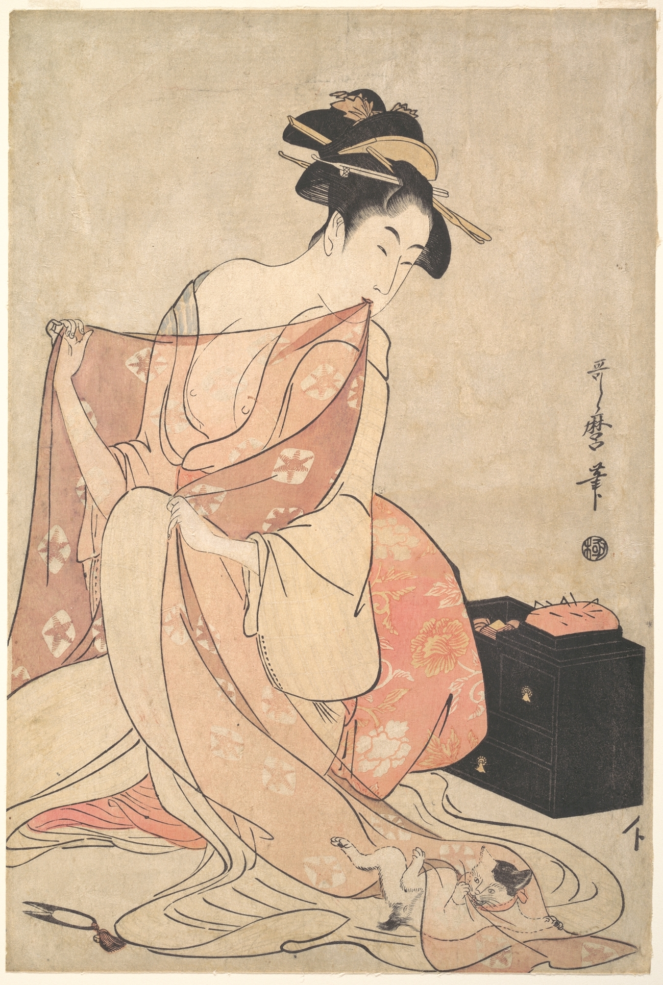 nødvendig Tolkning Inca Empire Kitagawa Utamaro | A Woman and a Cat | Japan | Edo period (1615–1868) | The  Metropolitan Museum of Art