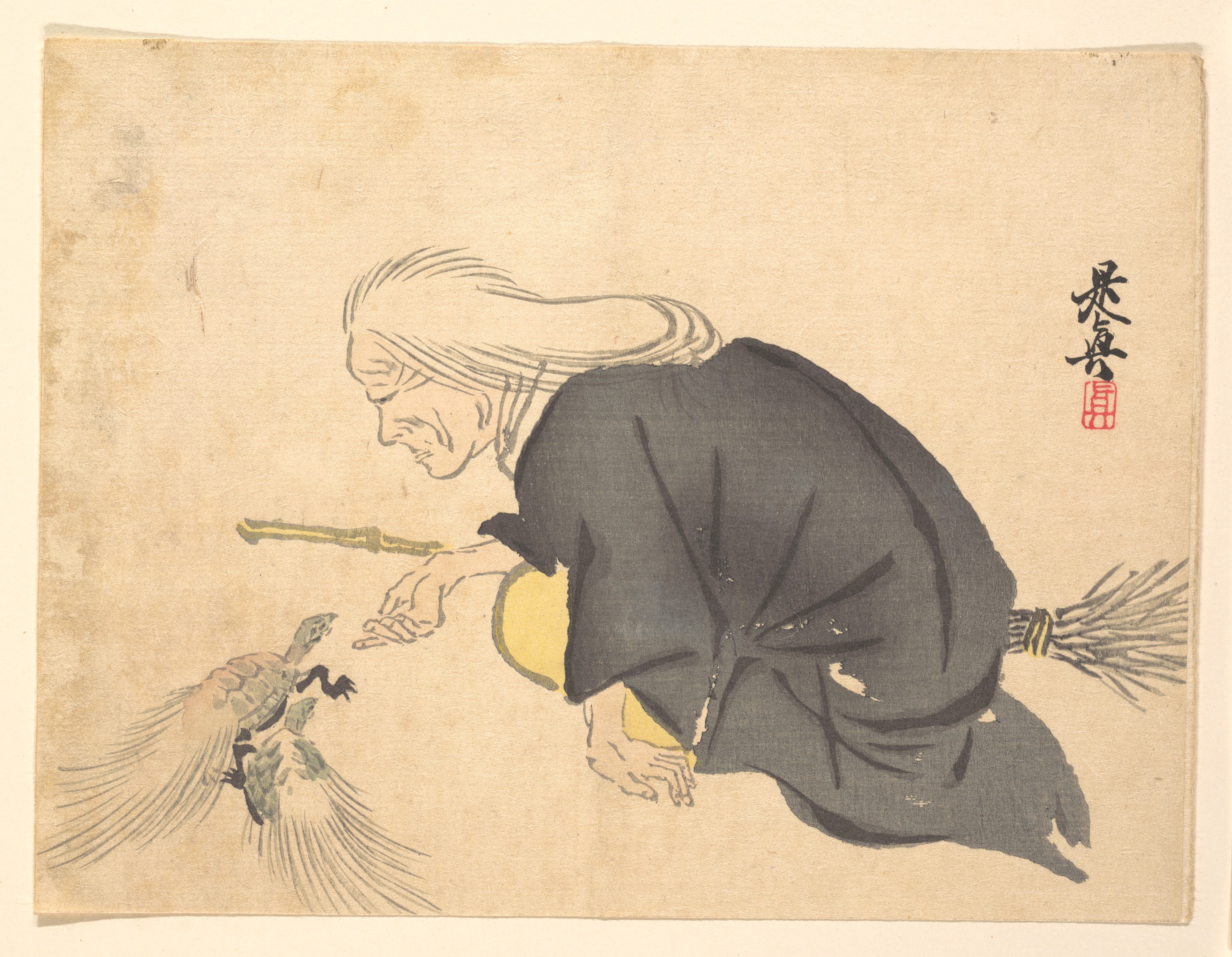 Uba, Shibata Zeshin (Japanese, 1807–1891), Woodblock print; ink and color o...