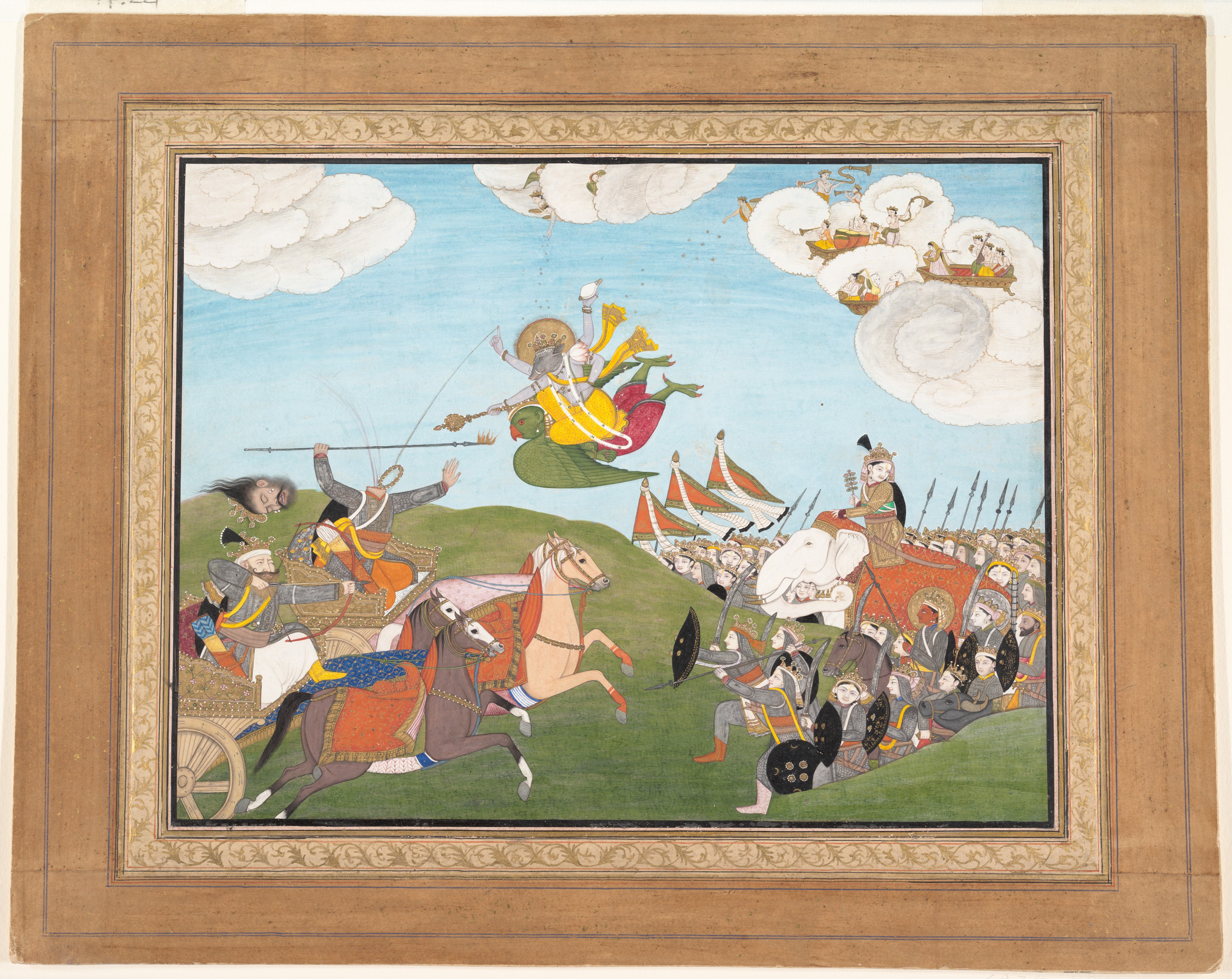 Vishnu avatars: Vishnu as Varaha, the Boar Avatar, Slays Demon Banasur, ca. 1800, Punjab Hills, Guler, India, The Metropolitan Museum of Art, New York, NY, USA. 