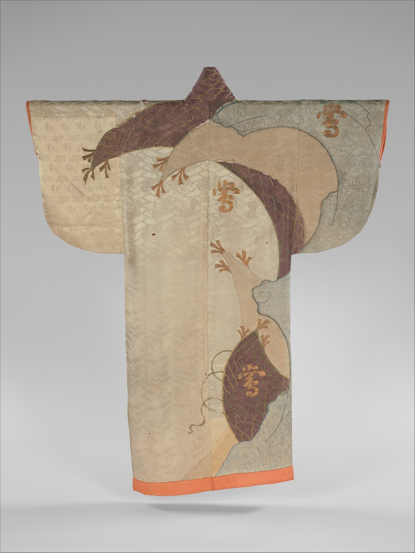 Robe (Kosode) with Fishing Net and Characters, Japan, Edo period  (1615–1868)