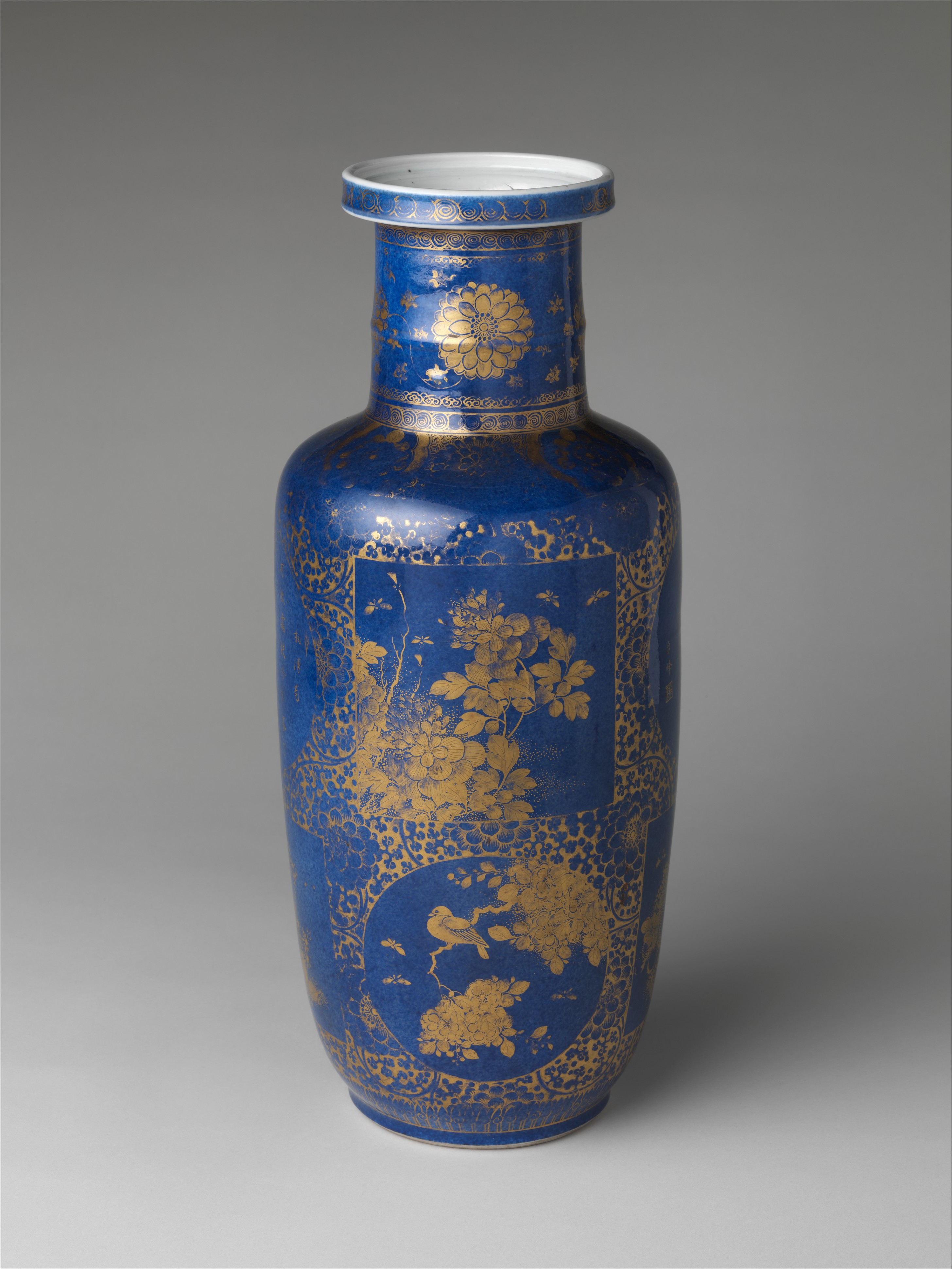 Vase decorated with flowers, birds, and poems | China | Qing 