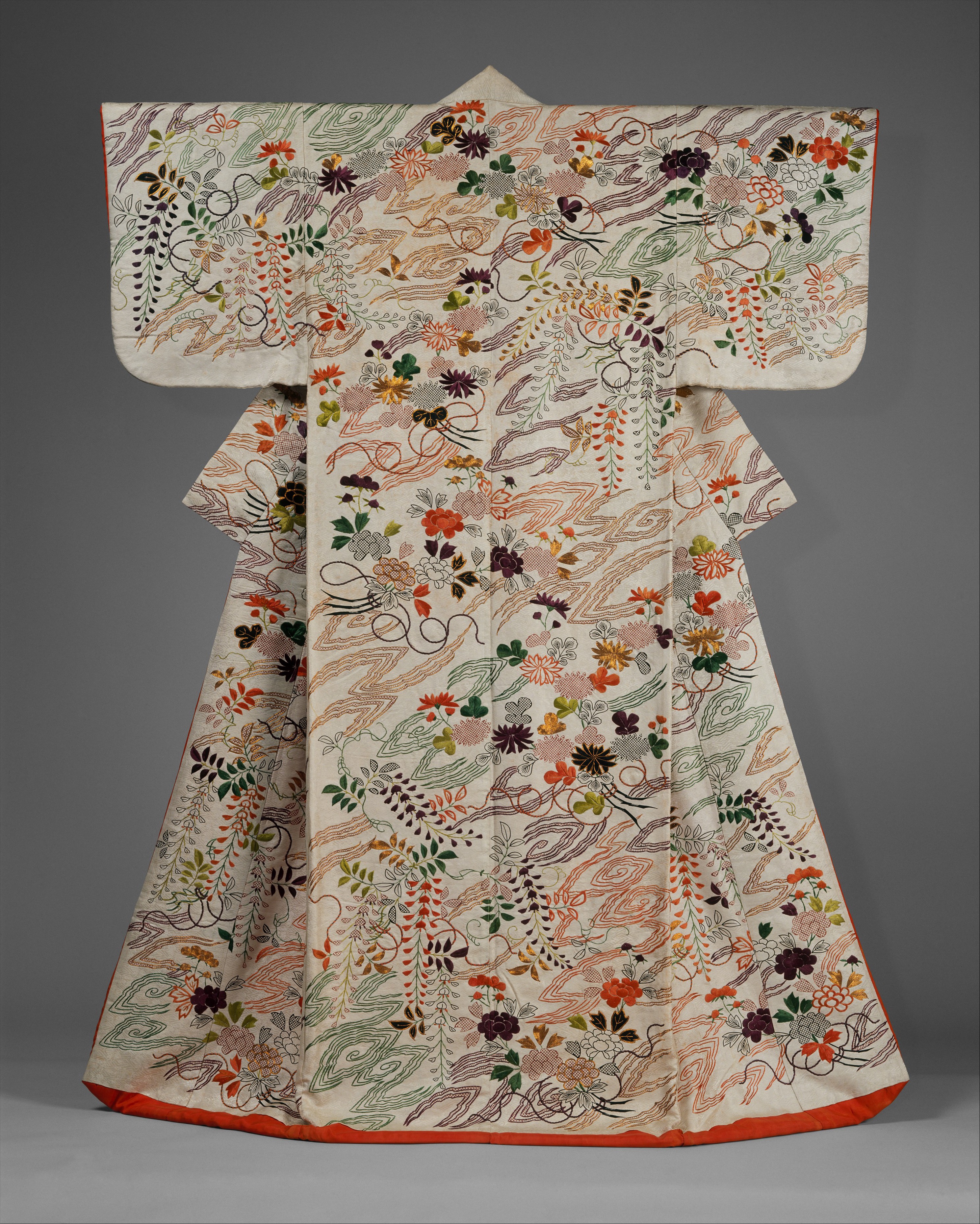 Outer Robe (Uchikake) with Chrysanthemum and Wisteria Bouquets | Japan ...