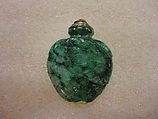 Snuff bottle with stopper, Mottled green jadeite, China