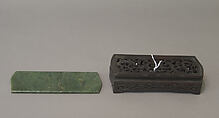 Writer's handrest, Nephrite, spinach-green flecked with black, China