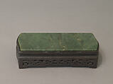 Writer's handrest, Nephrite, spinach-green flecked with black, China