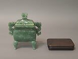 Incense burner with cover, Jadeite, emerald-green with a few delicate patches of lavender-gray, China